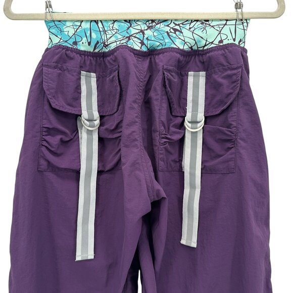 Zumba Womens Small Pants Cargo Crop Cant Touch This Purple Pull On Dance - Picture 5 of 10